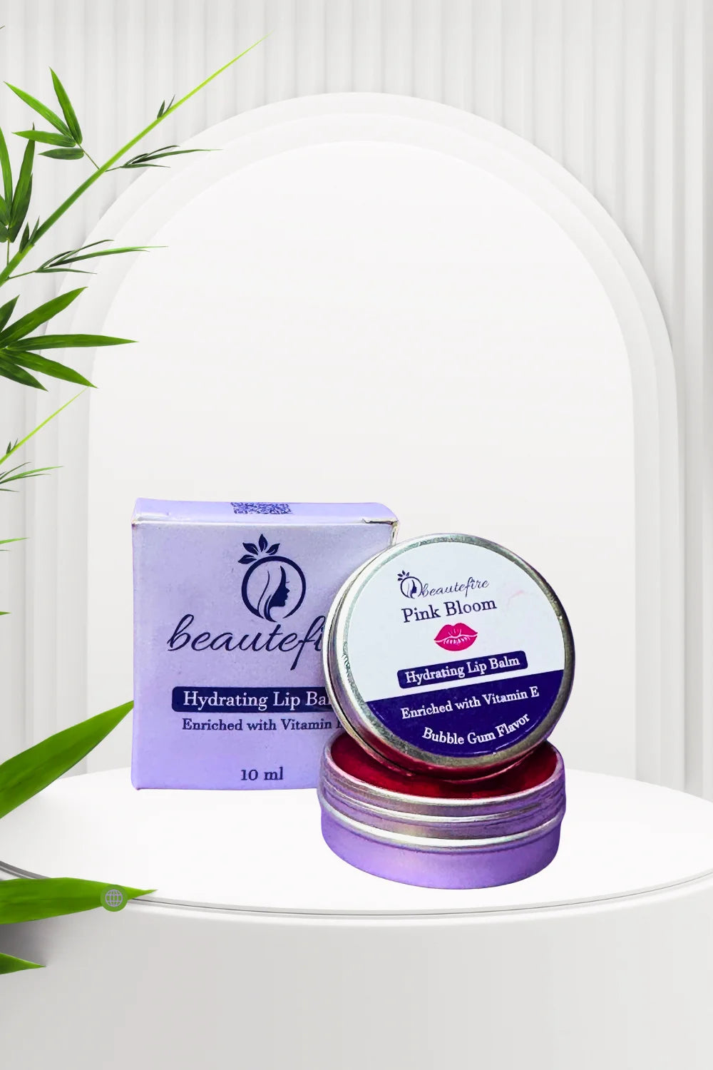 Beautefire Pink Bloom Hydrating Lip Balm ā bubble gum flavored lip balm enriched with Vitamin E for soft, nourished, glossy pink lips.