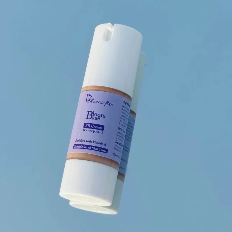 Beautefire Bloom Base BB Cream on a mirror — lightweight universal-shade BB cream for Pakistan's heat and humidity